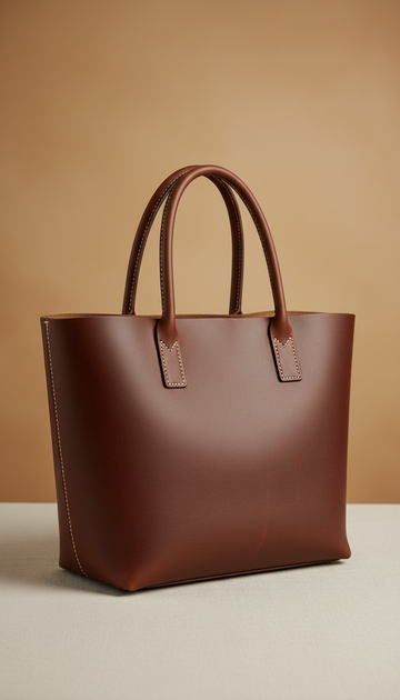 Smoked Chestnut Full-Grain Leather Tote Handbag