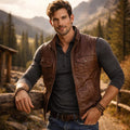 Brown Leather Vest detail view