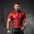 Men's Red Leather Shirt & Black Leather Pants Set image 2