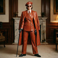 Cognac Crocodile Embossed Leather Suit image 2