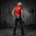 Men's Red Leather Shirt & Black Leather Pants Set image 4