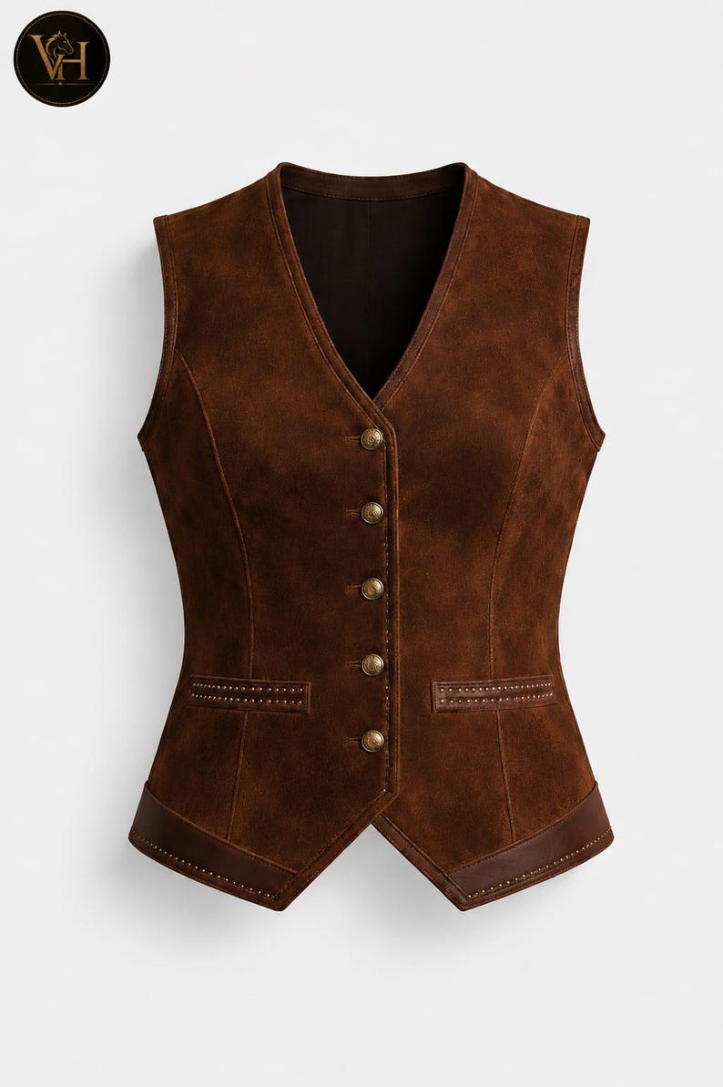 Women's Brown Suede Leather Vest | Western Vintage Waistcoat