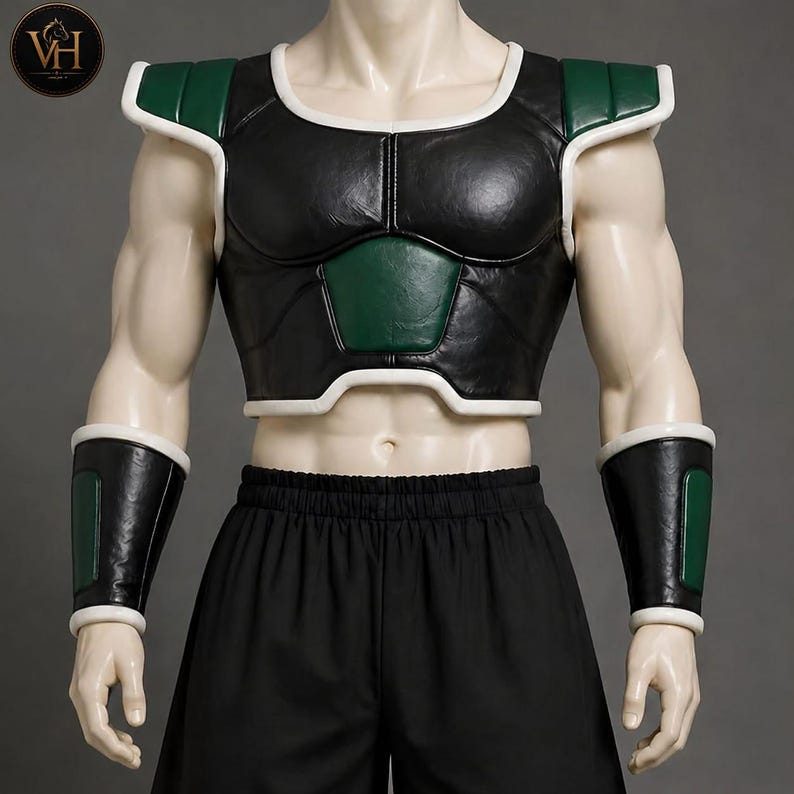 Saiyan Warrior Armor Cosplay Costume | DBZ Battle Armor Set | Black Green Anime Suit