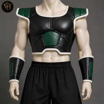 Saiyan Warrior Armor Cosplay Costume | DBZ Battle Armor Set | Black Green Anime Suit