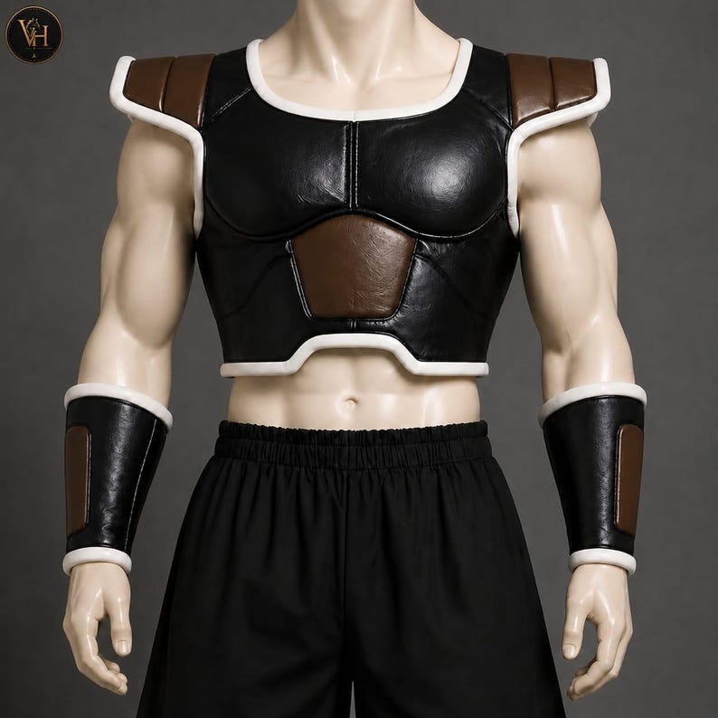 Saiyan Battle Armor Cosplay | DBZ Anime Costume | Black Brown Suit