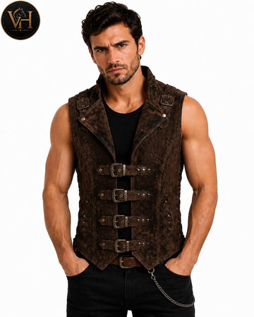 Medieval Steampunk Suede Vest Renaissance Pirate Cosplay Costume