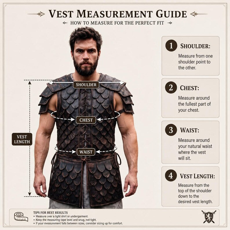 Leather Scale Armor Vest measurement guide