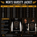 Varsity jacket size chart XS to 5XL