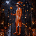 Men's Orange White Leather Wizard Costume Set image 3