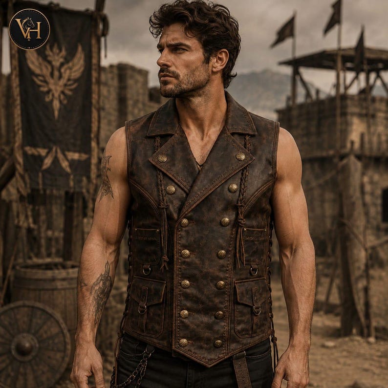 Medieval Viking Leather Vest Renaissance Warrior Cosplay Armor