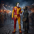 Handmade Red Yellow Leather Jester Costume image 5