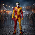 Handmade Red Yellow Leather Jester Costume