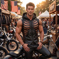 Men's Black Leather Rib Cage Vest image 4