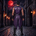 Men's Purple Black Leather Warrior Vest Pants Set image 2