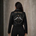 Fringe jacket back detail with stars and lightning