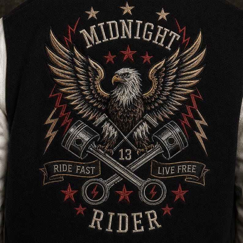 Varsity jacket back full embroidery view