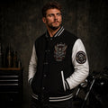 Varsity jacket chest eagle embroidery detail