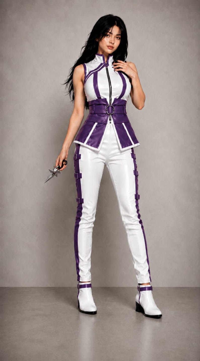 Women Leather Superhero Costume - Cyberpunk Assassin Cosplay