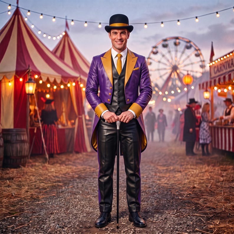 Purple Leather Ringmaster Costume Set