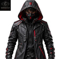 Gothic Black Hooded Trench Coat image 3