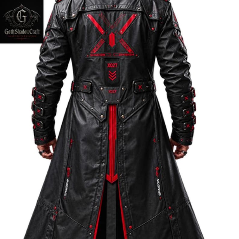 Gothic Black Hooded Trench Coat image 6